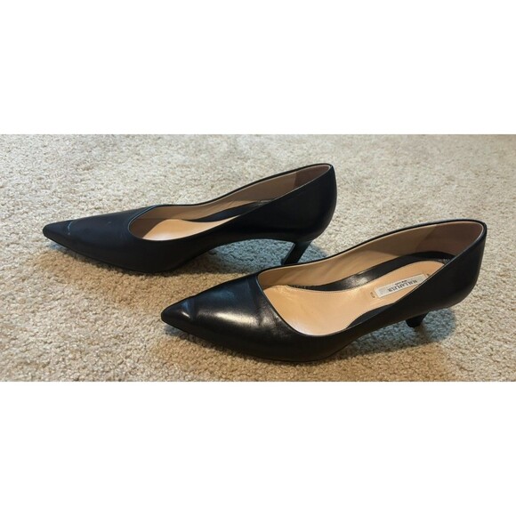 MM Lafleur Shoes - M.M.LaFleur Leather Kitten Heel Pumps Black Pointed Toe Women's US 8.5